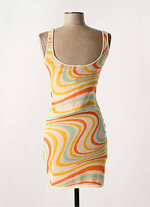 Robe courte col rond orange NOISY MAY femme