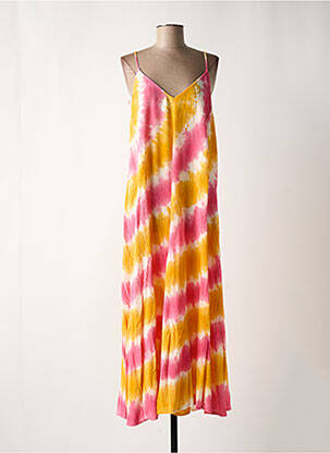Robe longue col v rose Y.A.S femme