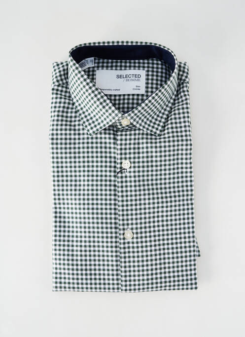 Chemise manches longues vert SELECTED pour homme