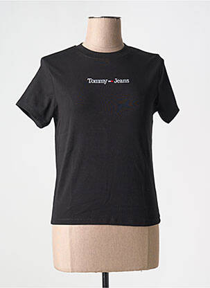 T-shirt col rond noir TOMMY HILFIGER femme