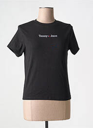 T-shirt col rond noir TOMMY HILFIGER femme