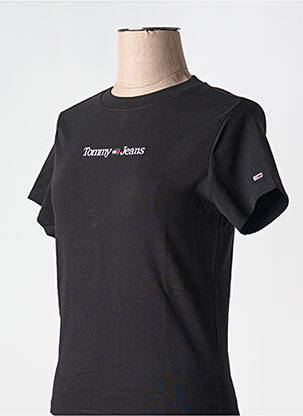 T-shirt col rond noir TOMMY HILFIGER femme