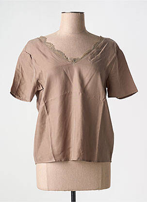 Top col v marron VILA femme
