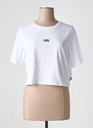 T-shirt col rond blanc VANS femme