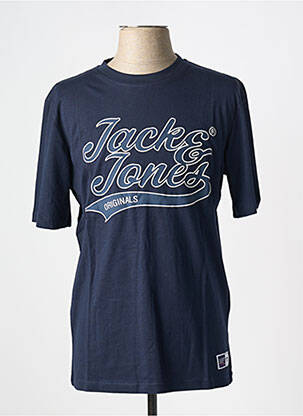 T-shirt col rond bleu JACK & JONES homme