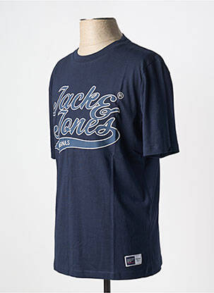 T-shirt col rond bleu JACK & JONES homme