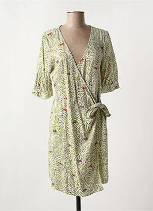 Robe mi-longue col v beige VILA femme