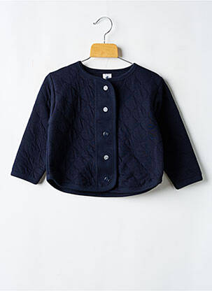 Gilet manches longues col rond bleu PETIT BATEAU fille