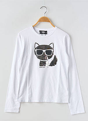 T-shirt col rond blanc KARL LAGERFELD fille