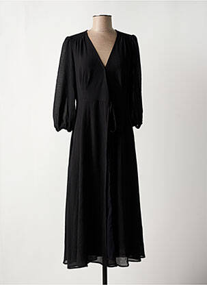 Robe mi-longue col v noir GRACE & MILA femme