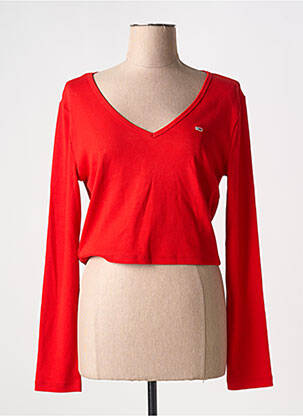 T-shirt col v rouge TOMMY HILFIGER femme