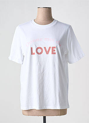 T-shirt col rond blanc PIECES femme