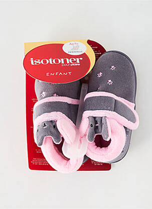 Chaussons/pantoufles bout rond bout rond gris ISOTONER fille