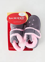 Chaussons/pantoufles bout rond bout rond gris ISOTONER fille