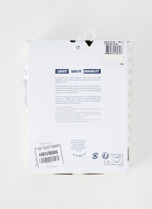 Body blanc PETIT BATEAU pour enfant