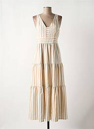 Robe longue col v beige Y.A.S femme