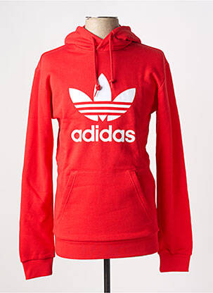 Sweat-shirt à capuche col rond rouge ADIDAS homme