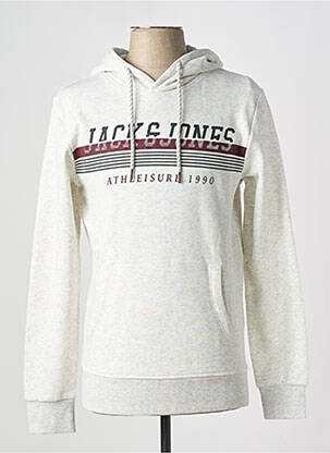 Sweat-shirt à capuche col rond blanc JACK & JONES homme