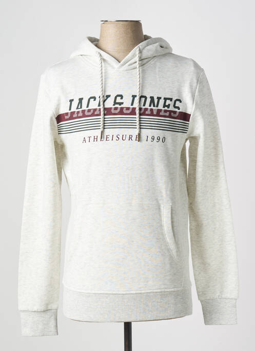 Sweat-shirt à capuche blanc JACK & JONES pour homme