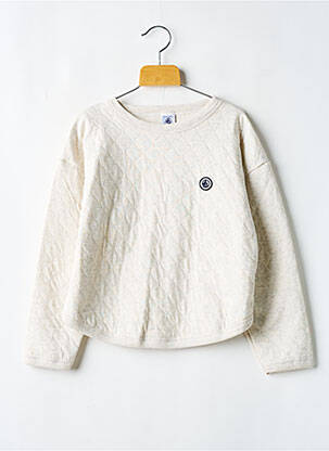 Sweat-shirt col rond gris PETIT BATEAU garçon