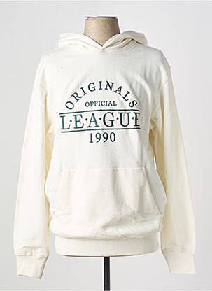 Sweat-shirt à capuche col rond blanc JACK & JONES homme
