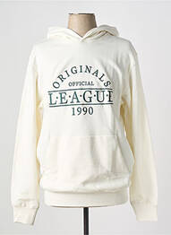 Sweat-shirt à capuche col rond blanc JACK & JONES homme