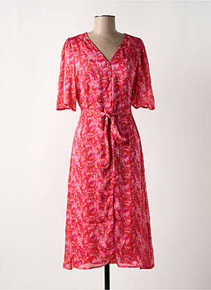 Robe mi-longue col v rose VILA femme
