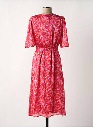 Robe mi-longue col v rose VILA femme