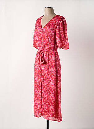 Robe mi-longue col v rose VILA femme