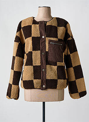 Veste casual col rond marron OBJECT femme