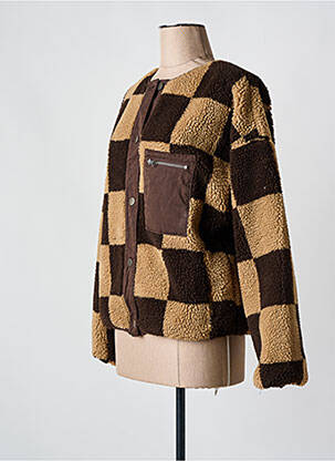 Veste casual col rond marron OBJECT femme