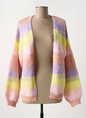 Gilet manches longues col v rose PIECES femme