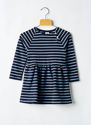 Robe mi-longue col rond bleu PETIT BATEAU fille