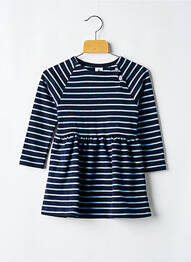 Robe mi-longue col rond bleu PETIT BATEAU fille