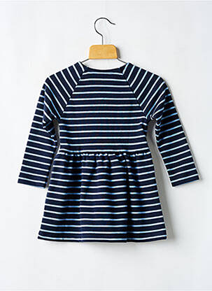 Robe mi-longue col rond bleu PETIT BATEAU fille