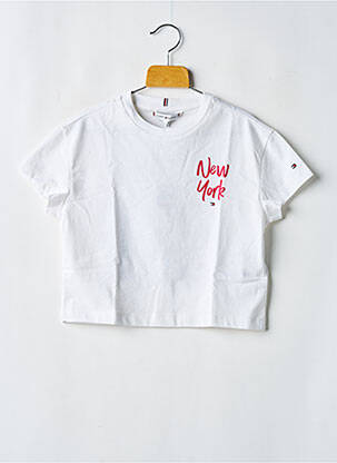 T-shirt col rond blanc TOMMY HILFIGER fille