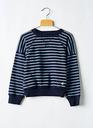 Sweat-shirt col rond bleu PETIT BATEAU fille