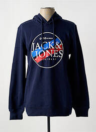 Sweat-shirt à capuche col rond bleu JACK & JONES homme