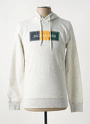 Sweat-shirt à capuche col rond blanc JACK & JONES homme