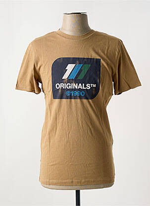 T-shirt col rond marron JACK & JONES homme