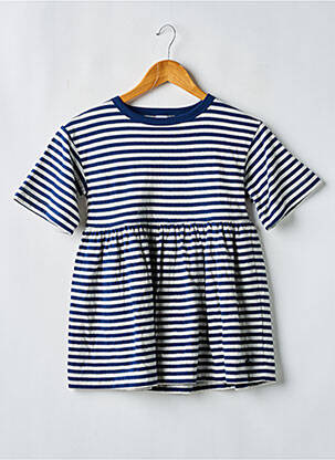 Robe mi-longue col rond bleu PETIT BATEAU fille