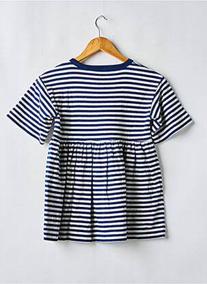 Robe mi-longue col rond bleu PETIT BATEAU fille