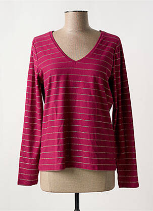 T-shirt col v rose PIECES femme