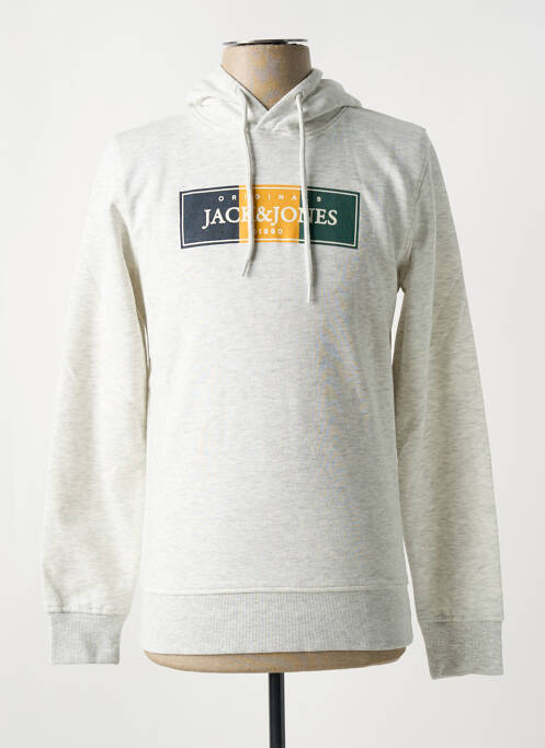 Sweat-shirt à capuche blanc JACK & JONES pour homme