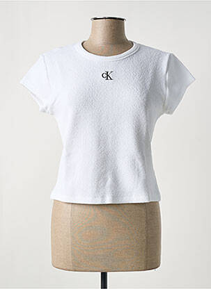 T-shirt col rond blanc CALVIN KLEIN femme