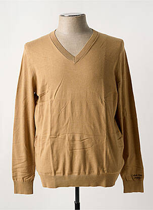Pull col v marron CALVIN KLEIN homme