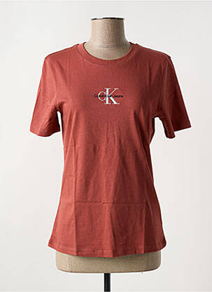 T-shirt col rond rouge CALVIN KLEIN femme