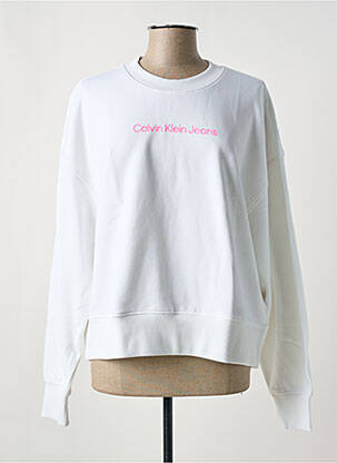 Sweat-shirt col rond blanc CALVIN KLEIN femme