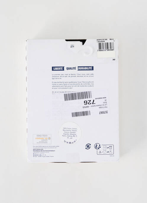 Boxer blanc PETIT BATEAU pour garçon