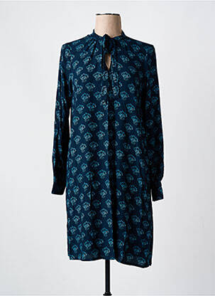 Robe courte col v bleu LA FEE MARABOUTEE femme